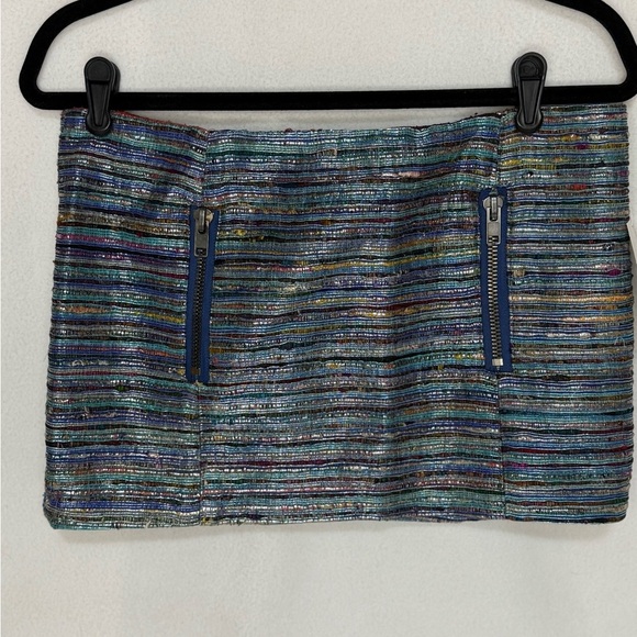 New Chaser Blue Multicolor Metallic Tweed Skirt. Size Medium. - Picture 5 of 8